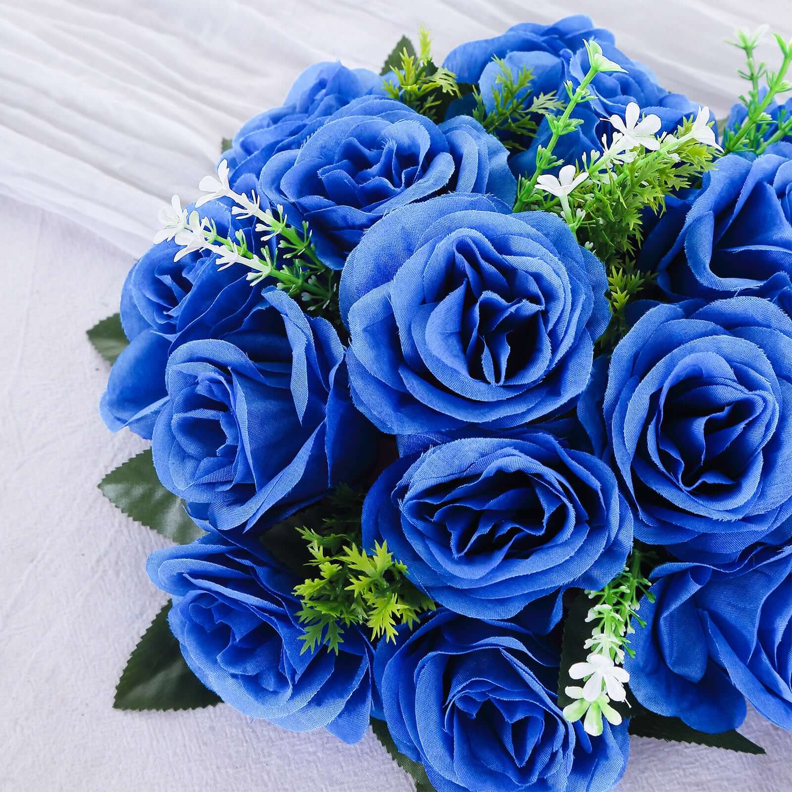 2 Pack Royal Blue Silk 15-Head Rose Flower Balls For Centerpieces - 10", Artificial Kissing Ball Floral Arrangements