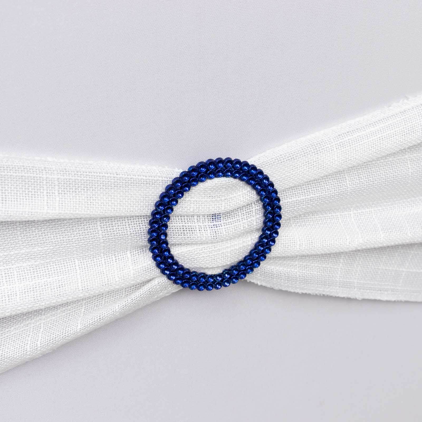 20 Pack Diamond Round Chair Sash Band Buckle Pins Royal Blue - Timeless Rhinestone Napkin Rings 2.5"