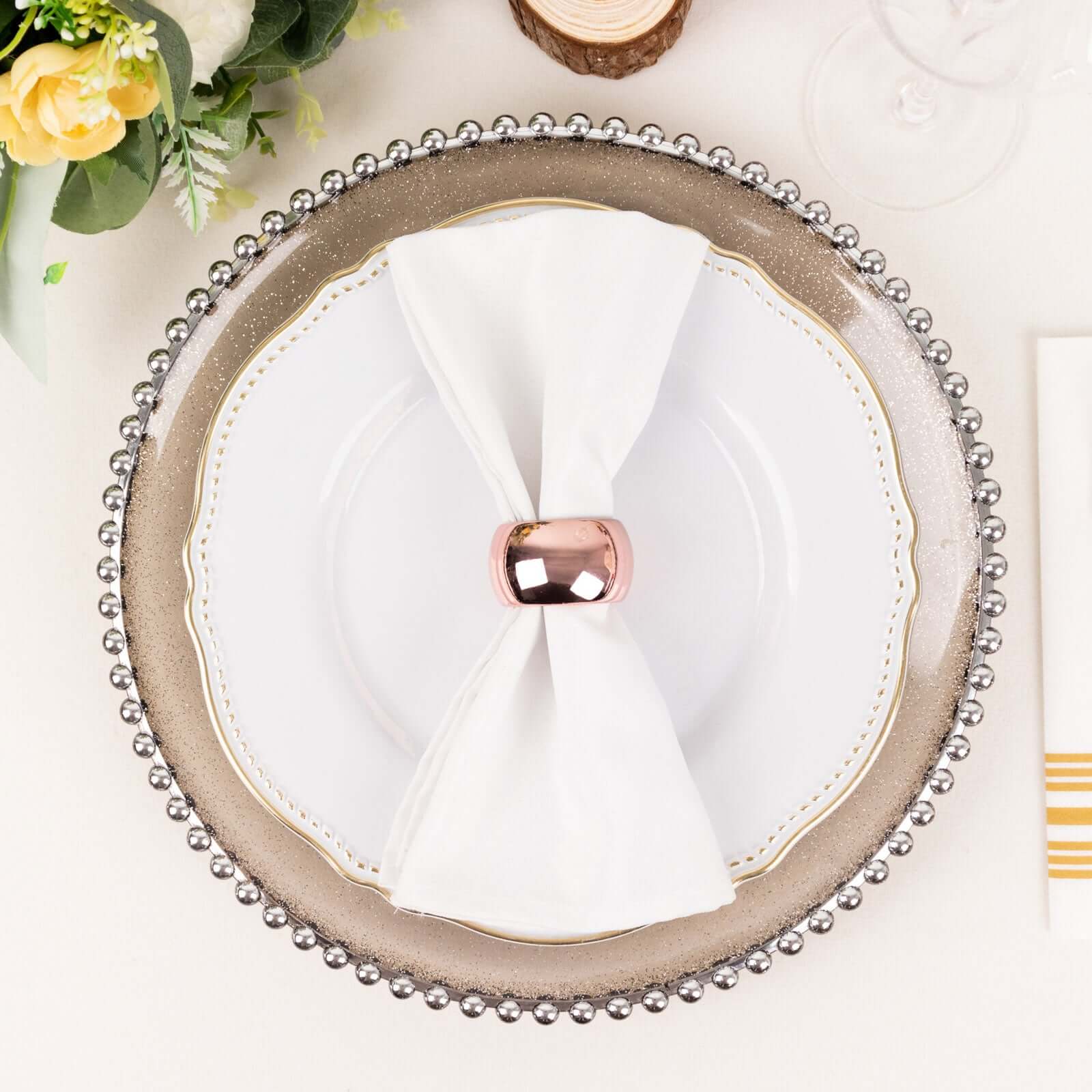 4 Pack Shiny Metallic Blush Acrylic Napkin Rings