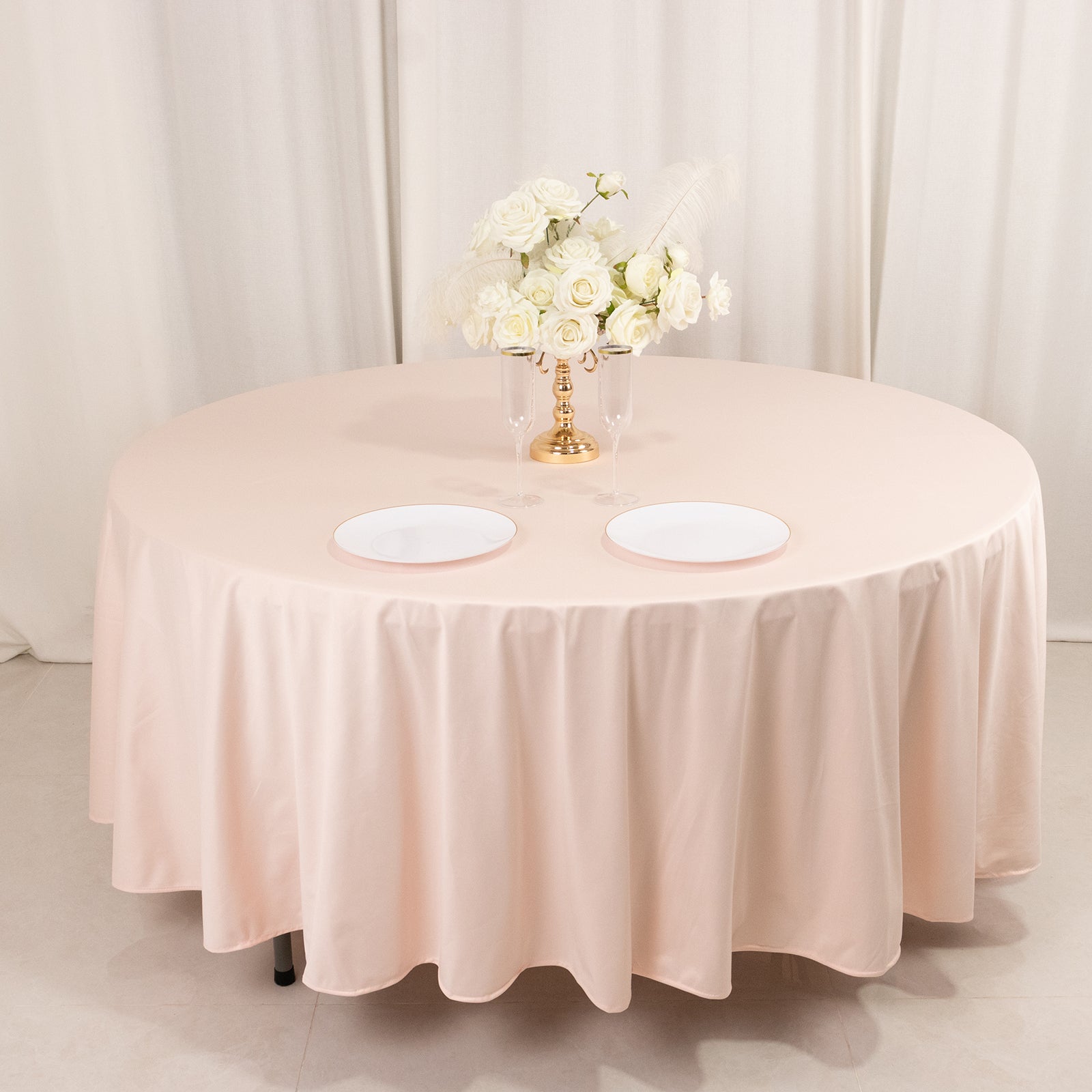 Scuba Round 108" Tablecloth Blush - Wrinkle Free & Stain Resistant Table Cover