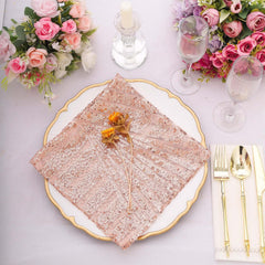 Sequin Napkins 20"x20" Blush - Diamond Pattern Reusable Napkin