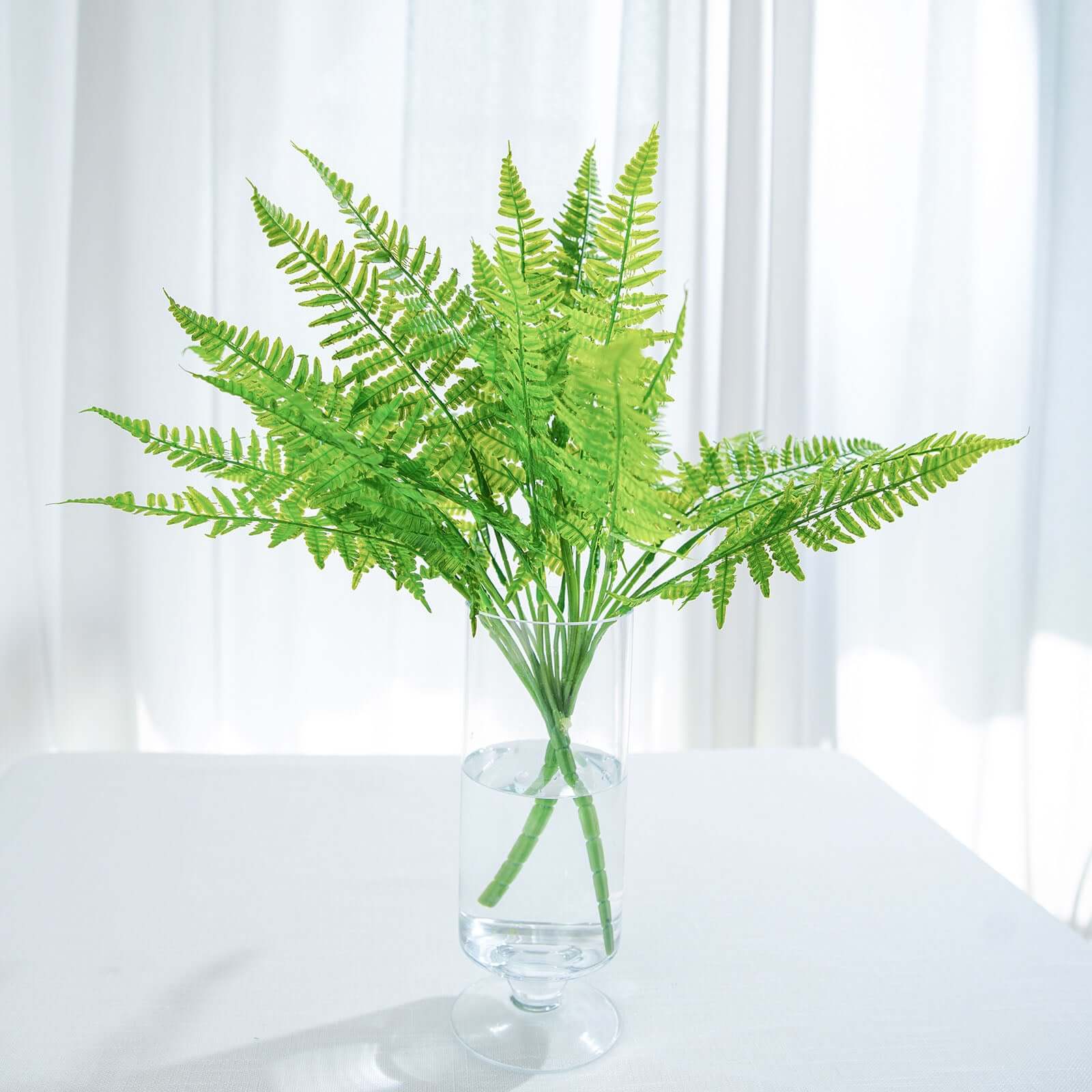 2 Stems 19" Green Artificial Boston Fern Leaf Plant Indoor Faux Spray
