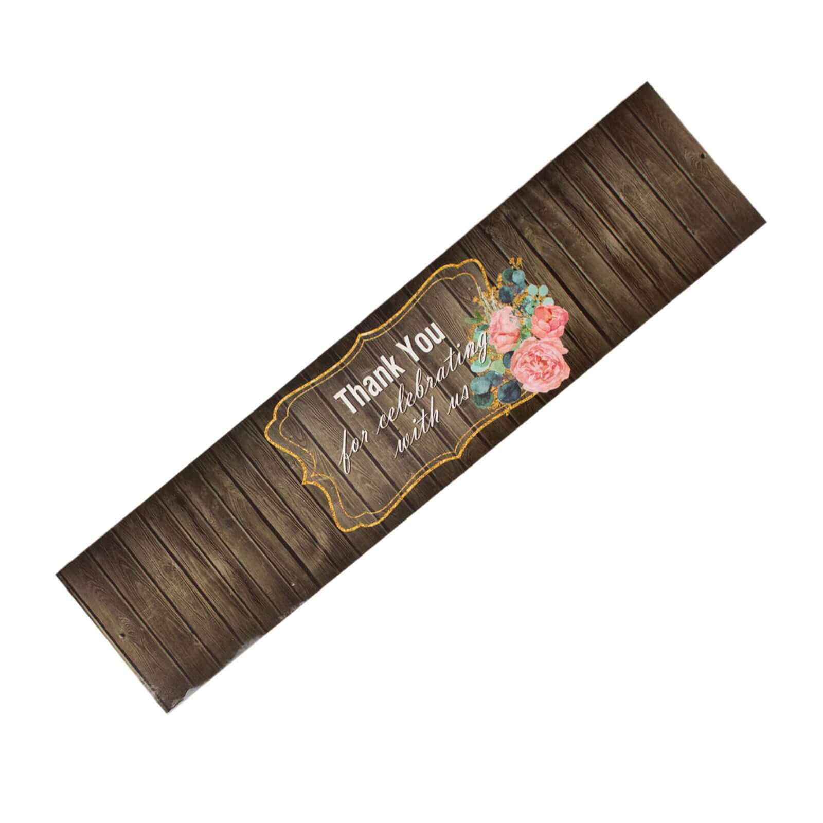 24 Pack Rustic Water Bottle Labels Wood Print with Gold Floral Frame "Thank You" Waterproof Bottle Stickers