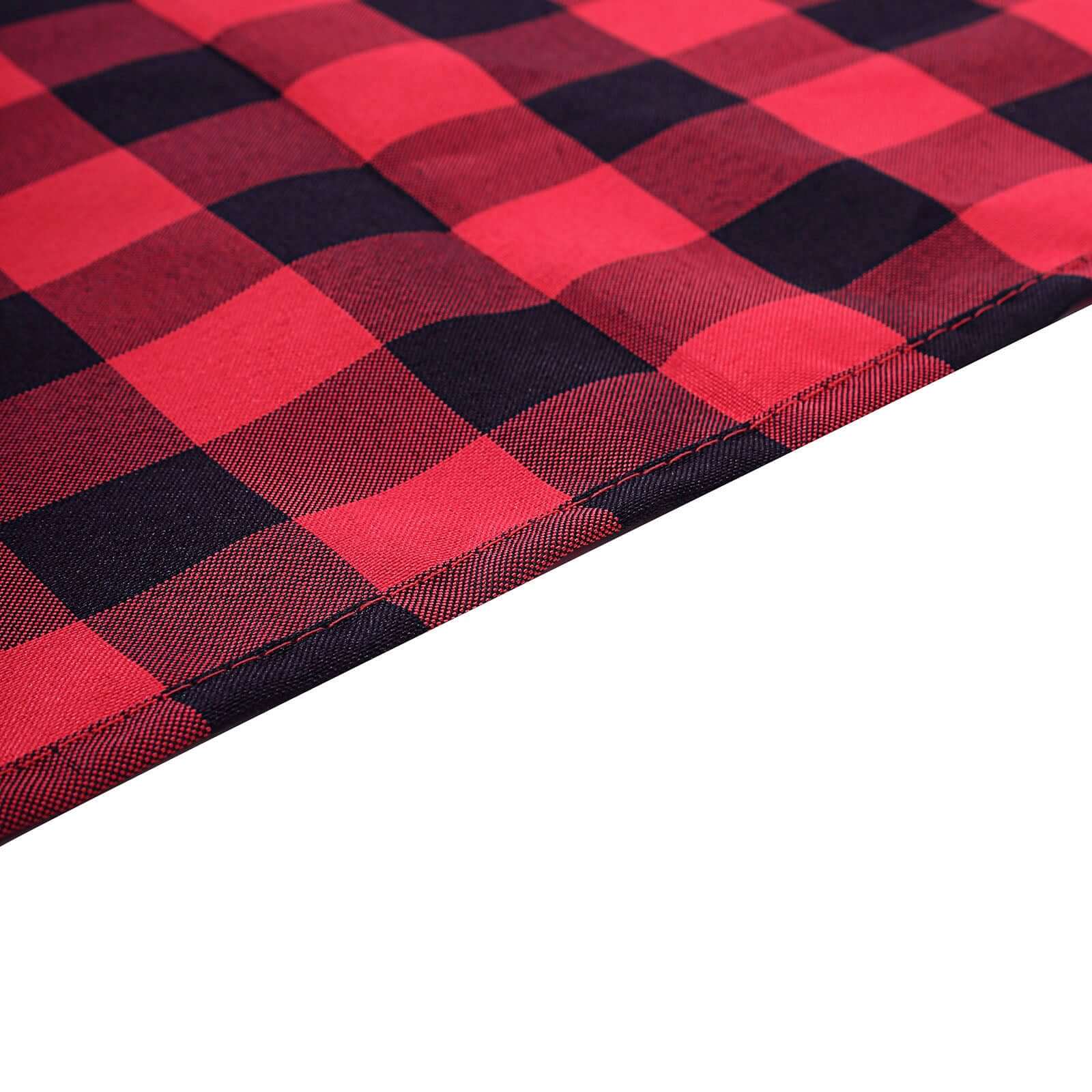 5 Pack Polyester Chair Sashes Black/Red Buffalo Plaid - Durable & Reusable Chair Bows 6"x108"