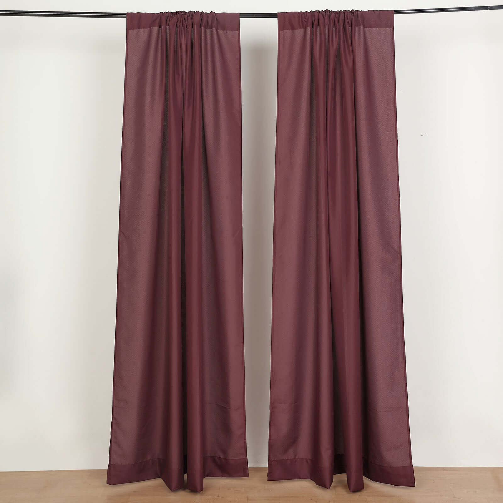 2 Pack Burgundy Polyester Event Curtain Drapes, 10ftx8ft Backdrop Event Panels With Rod Pockets 130 GSM