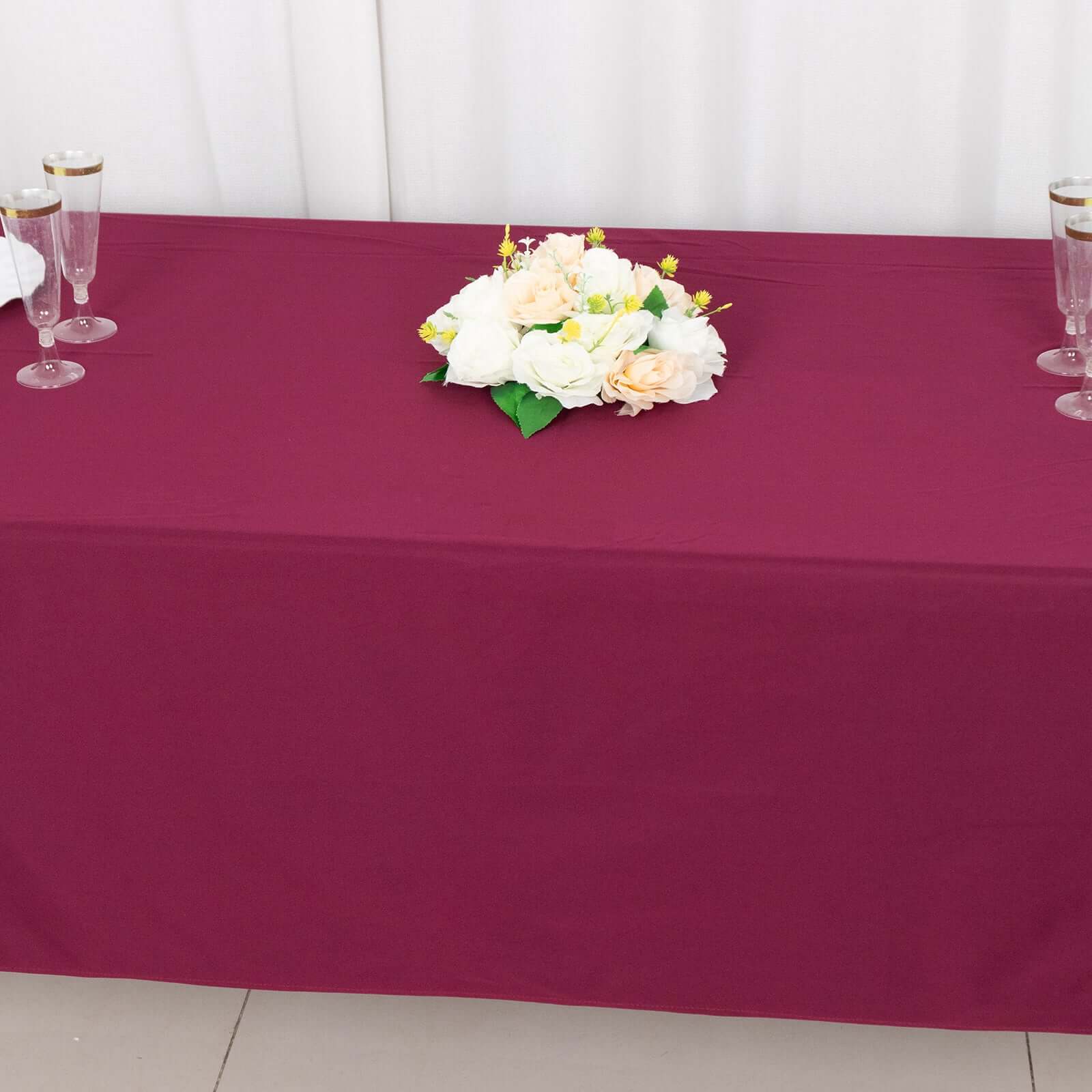 Scuba Rectangular 60"x102" Tablecloth Burgundy - Wrinkle Free & Stain Resistant Table Cover
