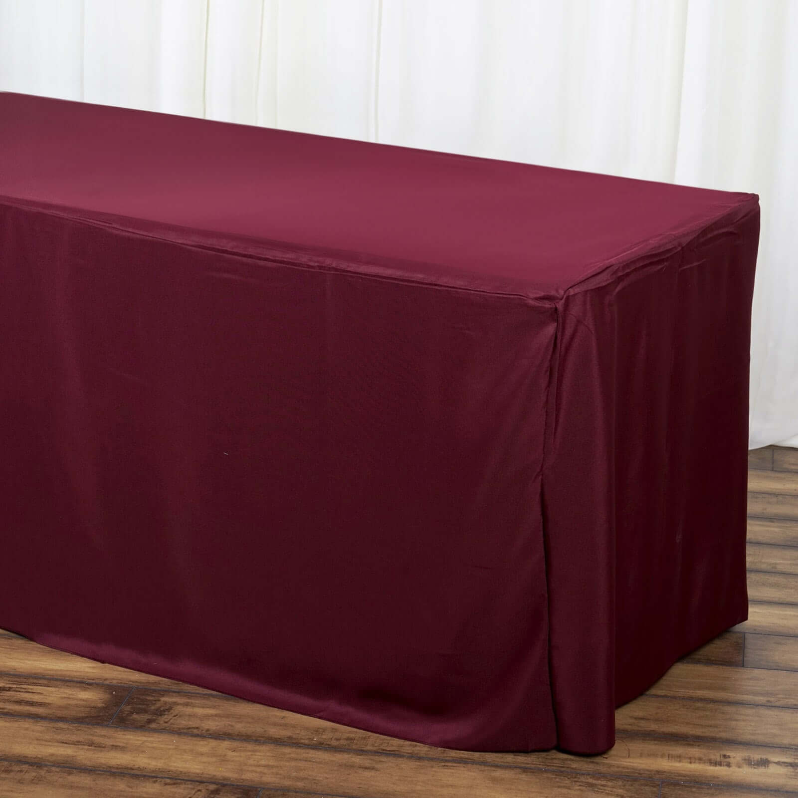 Fitted Polyester 72"x30" Rectangle Tablecloth Burgundy - Durable Table Cover