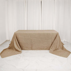 Faux Burlap Jute 90"x156" Rectangle Tablecloth Natural - Rustic Seamless Event Table Linen