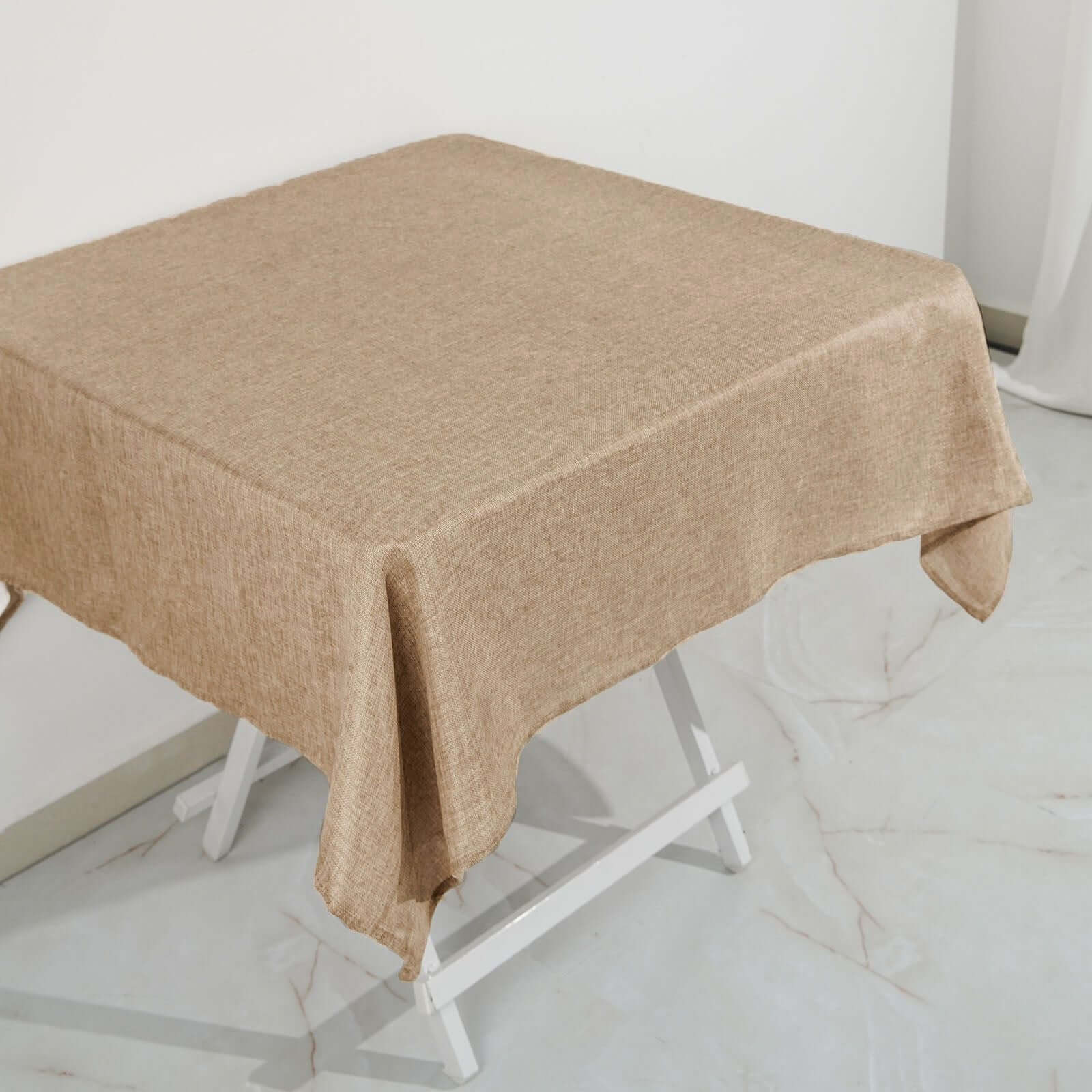 Faux Burlap Jute 54"x54" Square Tablecloth Natural - Rustic Event Table Linen