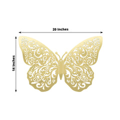 10 Pack Metallic Gold Foil Jumbo 3D Butterfly Wall Stickers, 14"x20" Disposable Paper Charger Placemats