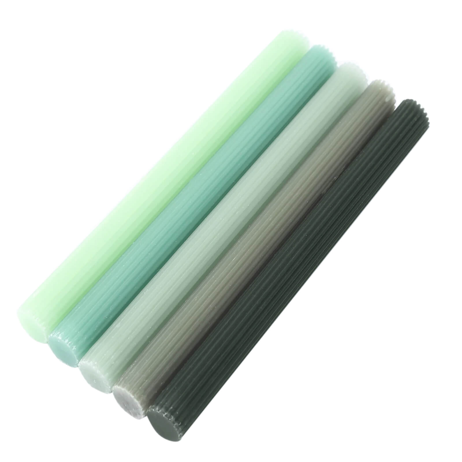 5-Pack Taper Candles Ribbed Wick Ribbon Wax Design Assorted Sage Green - Premium Unscented Dinner Candles 9"