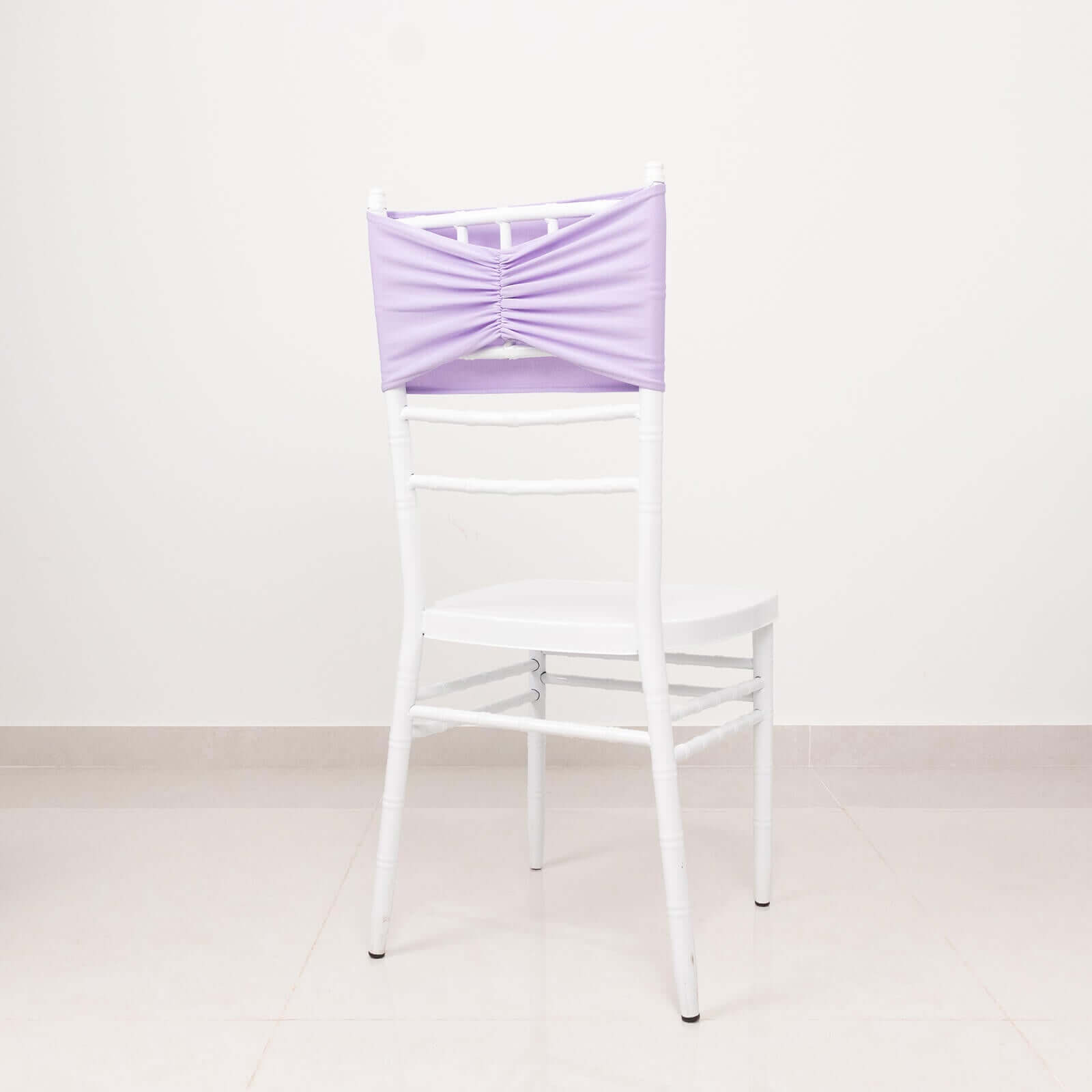 5 Pack Spandex Chair Sashes Lavender Lilac Ruffled Style - Wide Easy to Use Stretch Chair Bands 8"x13"