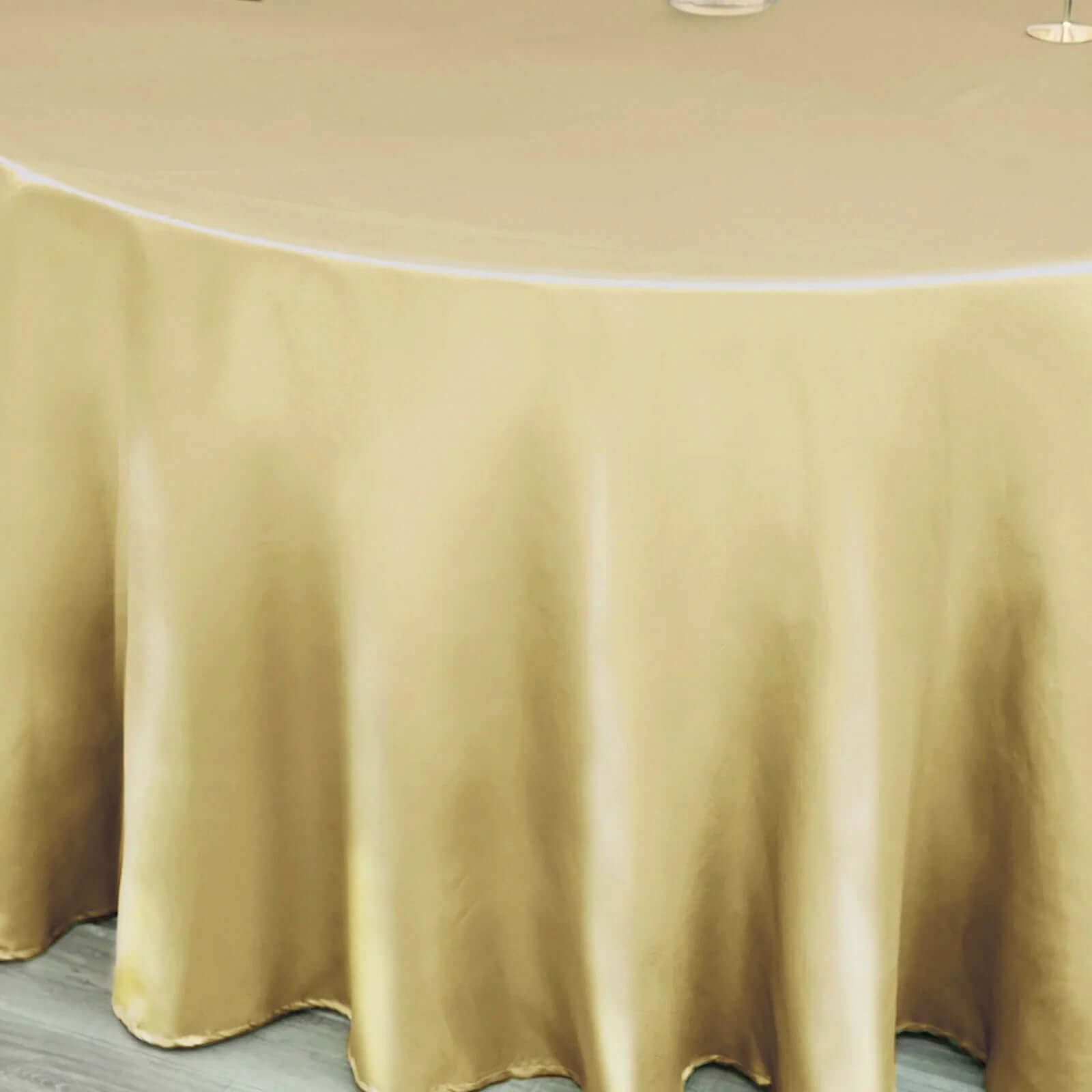 Satin 120" Round Tablecloth Champagne - Stylish Seamless Table Cover
