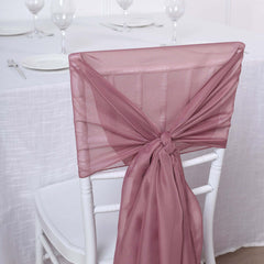 5 Pack Chiffon Chair Sashes Mauve/Cinnamon Rose - Soft & Lightweight Designer Chair Bows 22"x78"