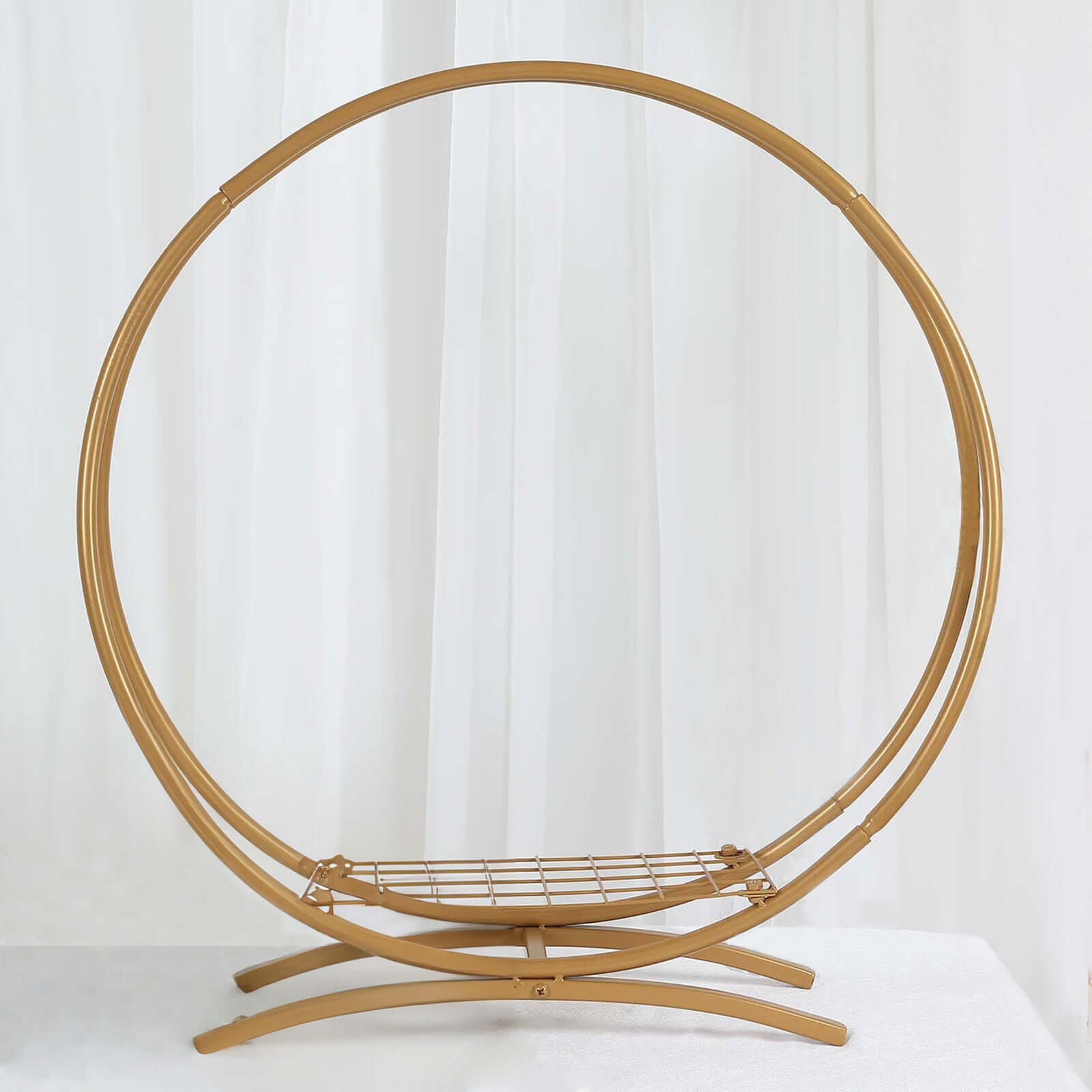 Double Frame Hoop Table Centerpiece Metal Gold - Wedding Cake Display & Flower Stand 24"