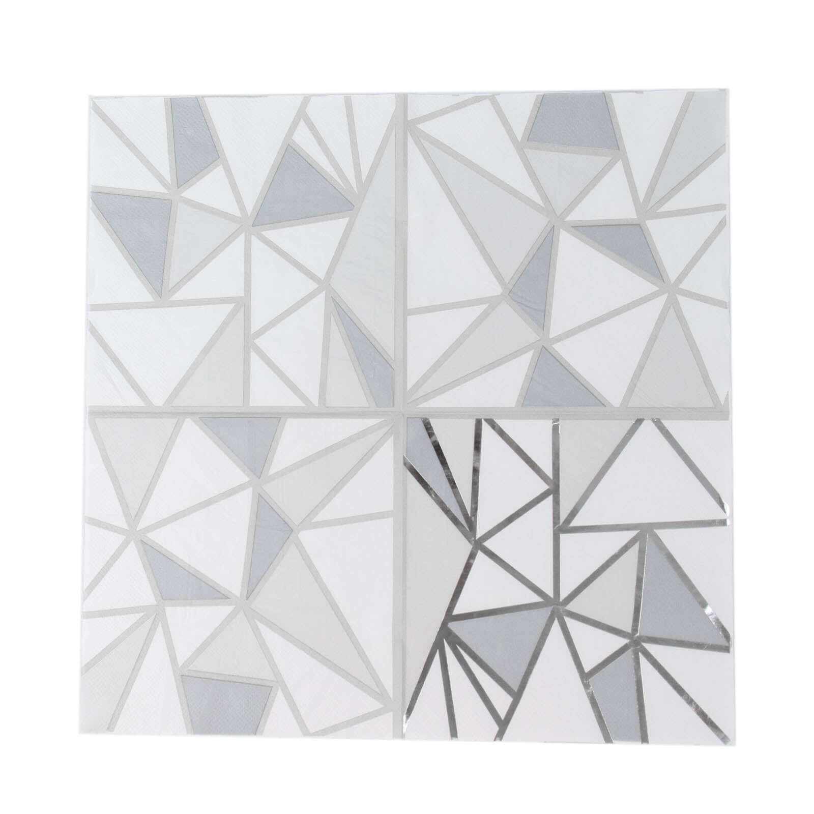 20-Pack Paper Party Napkins with Geometric Silver Foil Print - 2 Ply Soft Disposable Beverage Napkins for Weddings 6.5"x6.5"