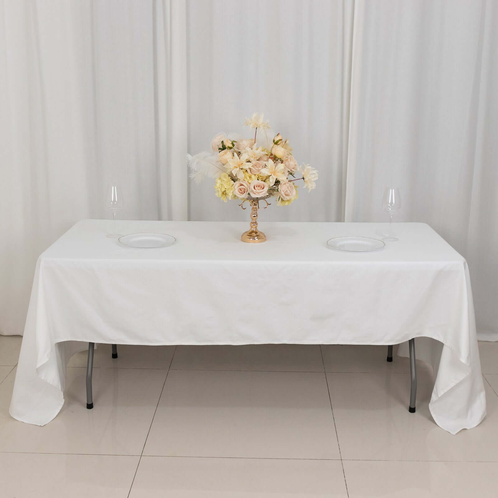 100% Cotton 60"x126" Rectangle Tablecloth White Linen - Sophisticated, Soft & Breathable Table Cover