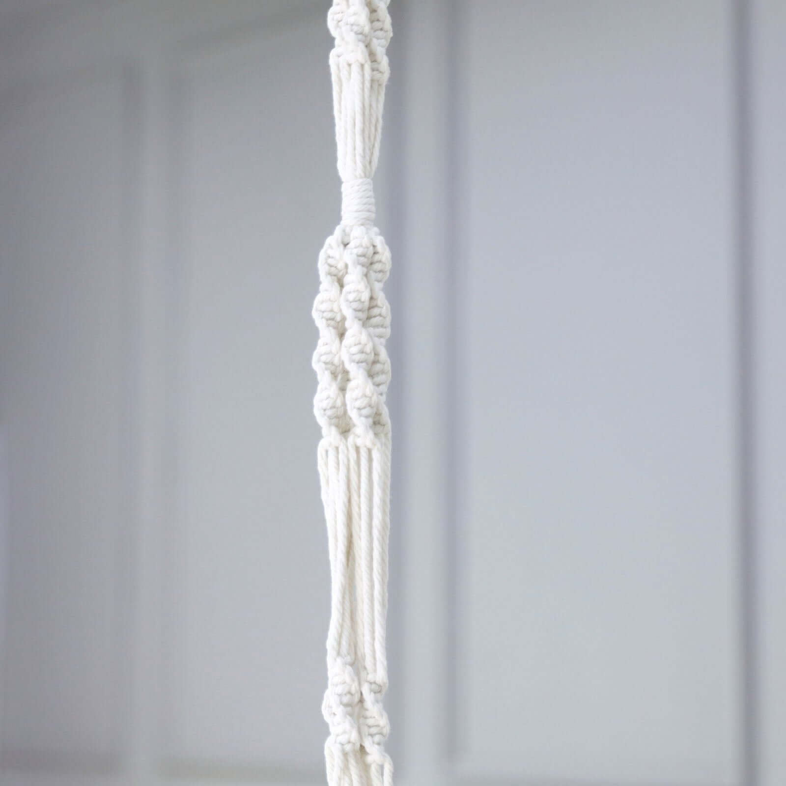 2-Tier Hanging Planter Basket with Tassels Ivory Double Boho Design - Cotton Rope Indoor Decorative Holders