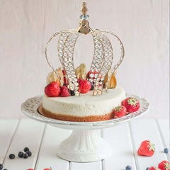 Crystal-Bead Royal Crown Cake Topper Metallic Gold - Themed Baby Showers Cakes & Event Centerpieces 16"