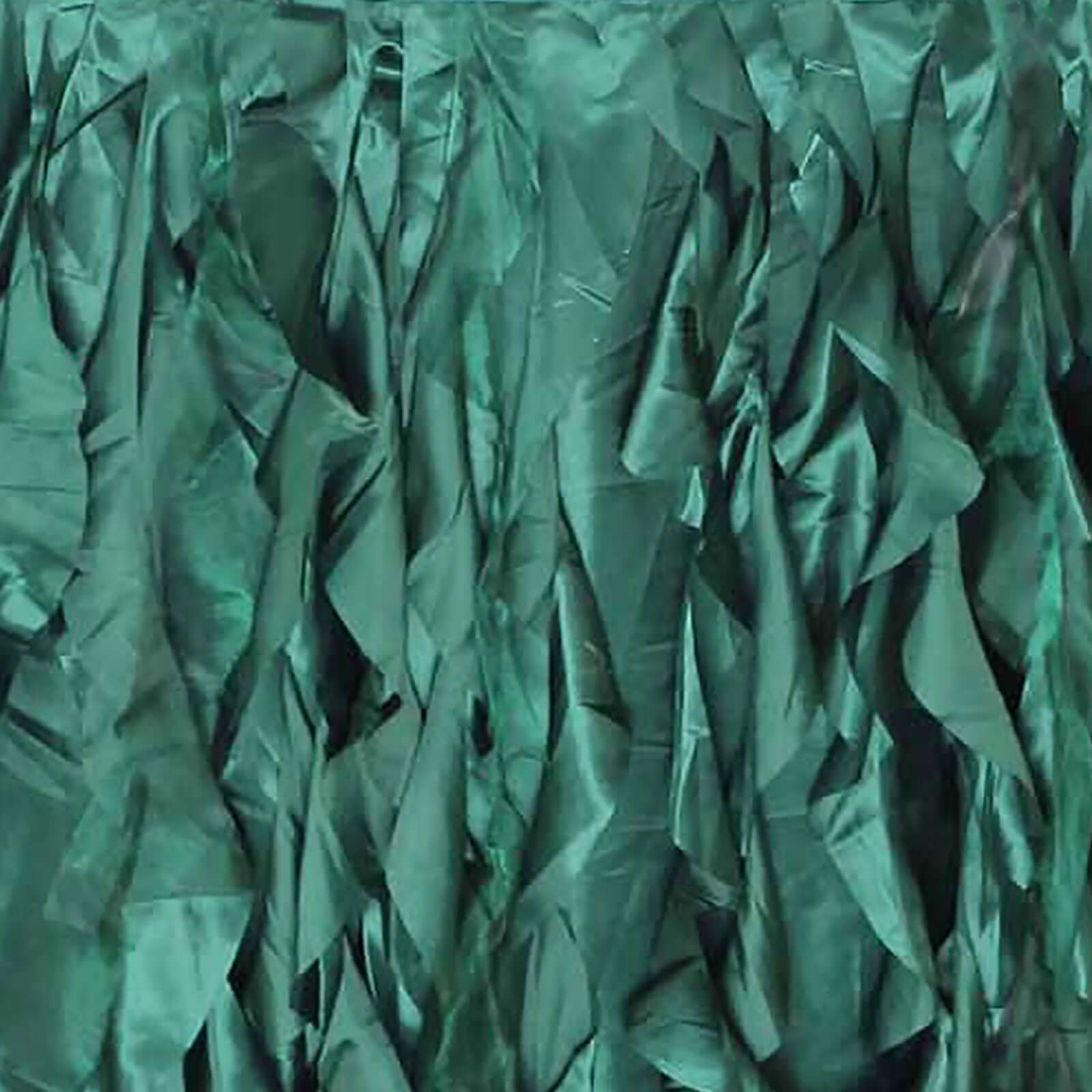 Taffeta 14ft Table Skirt Hunter Emerald Green - Cascading Curly Willow Style Table Cover