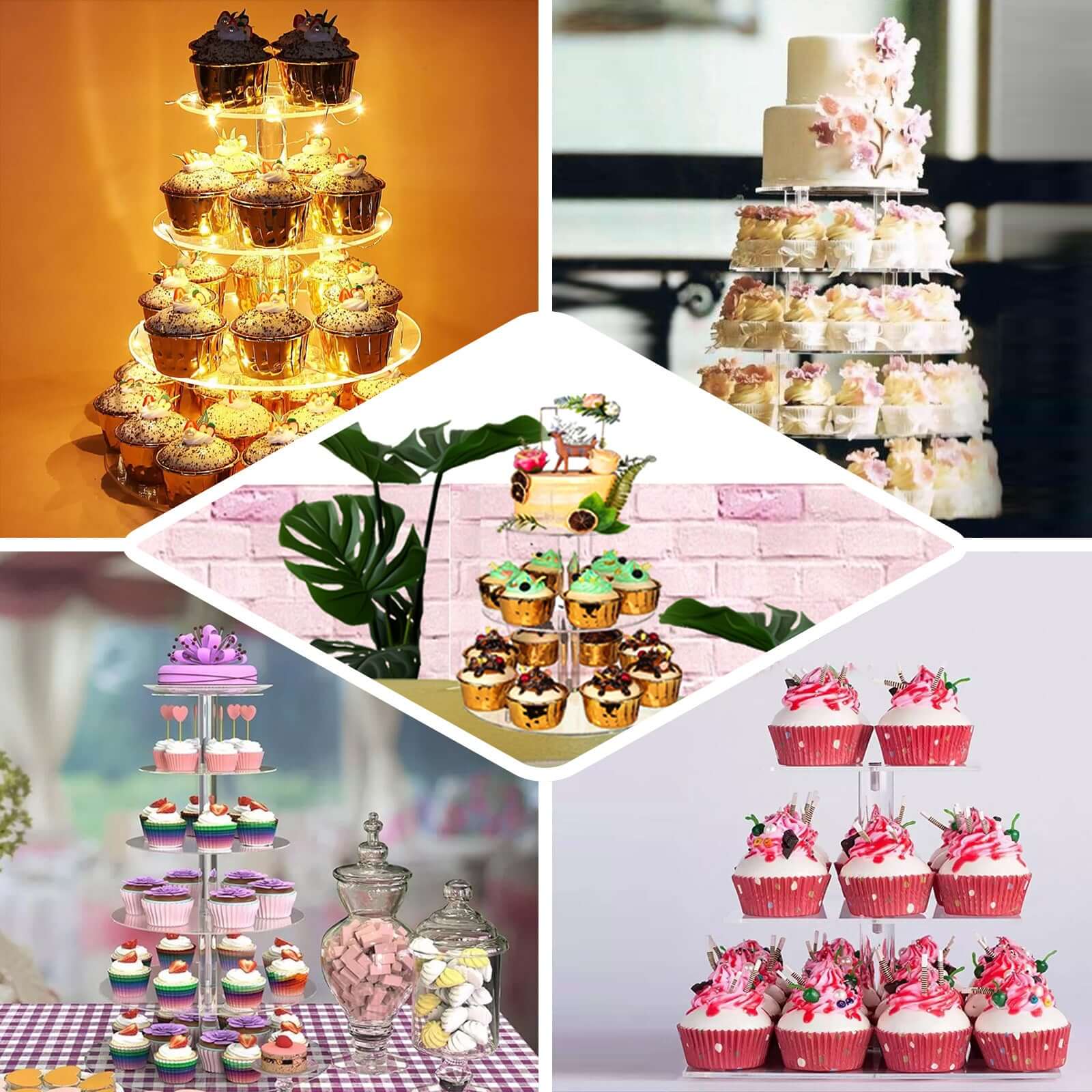 Acrylic Round DIY Cake Stand Plate Clear - Customized Tiered Dessert Display Holder for Treats Appetizers & Snacks 12"