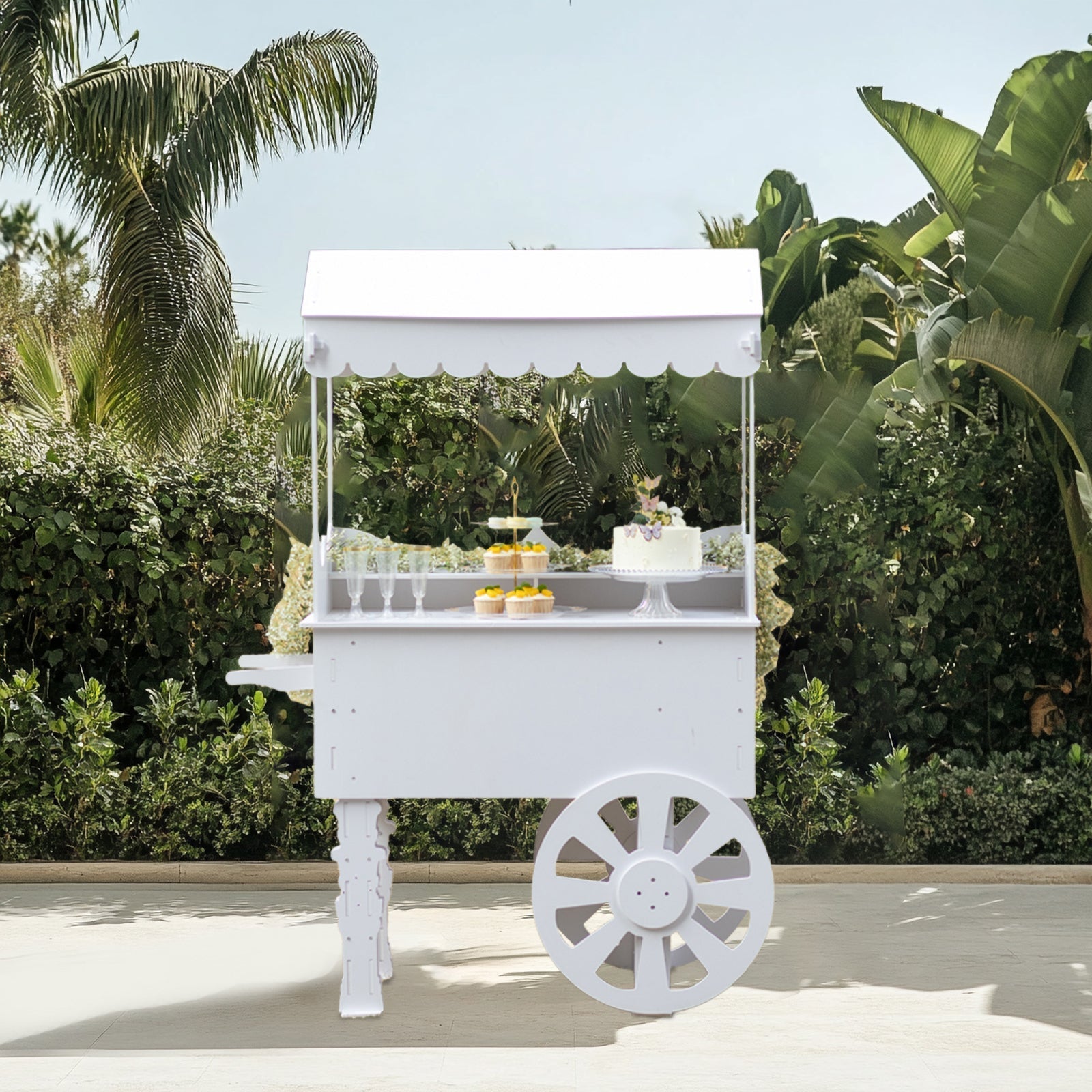 6ft Dessert Cart Display Stand with Wheels for Party Decorated Candy Cart for Birthdays Weddings