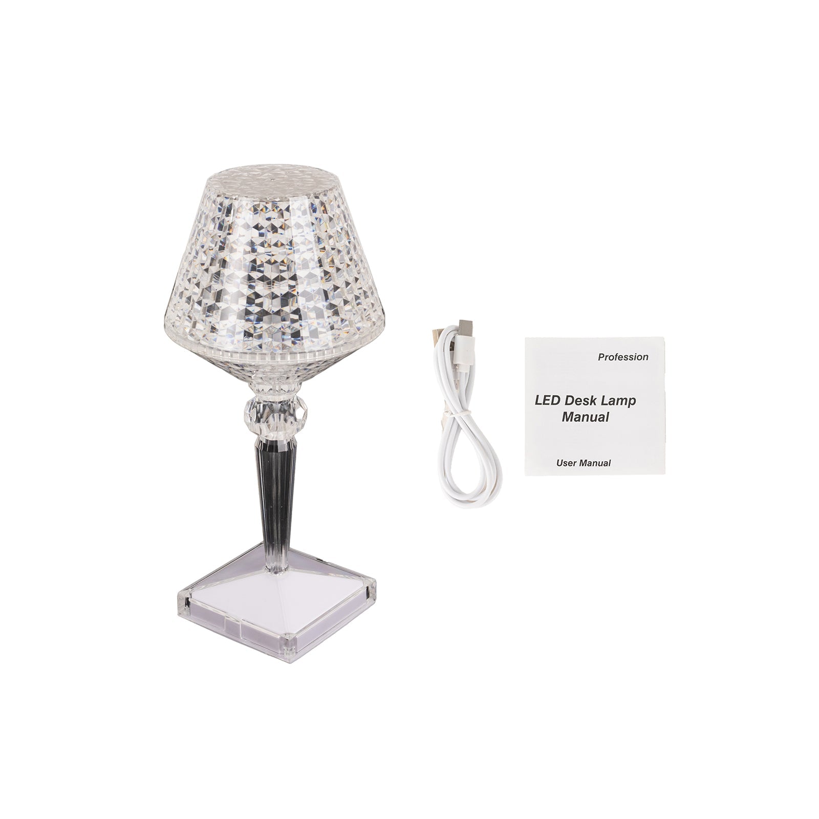 LED Acrylic Table Lamp Cup Shape Design Color Changing - Rechargeable Cordless Touch Control Accent Light 10"
