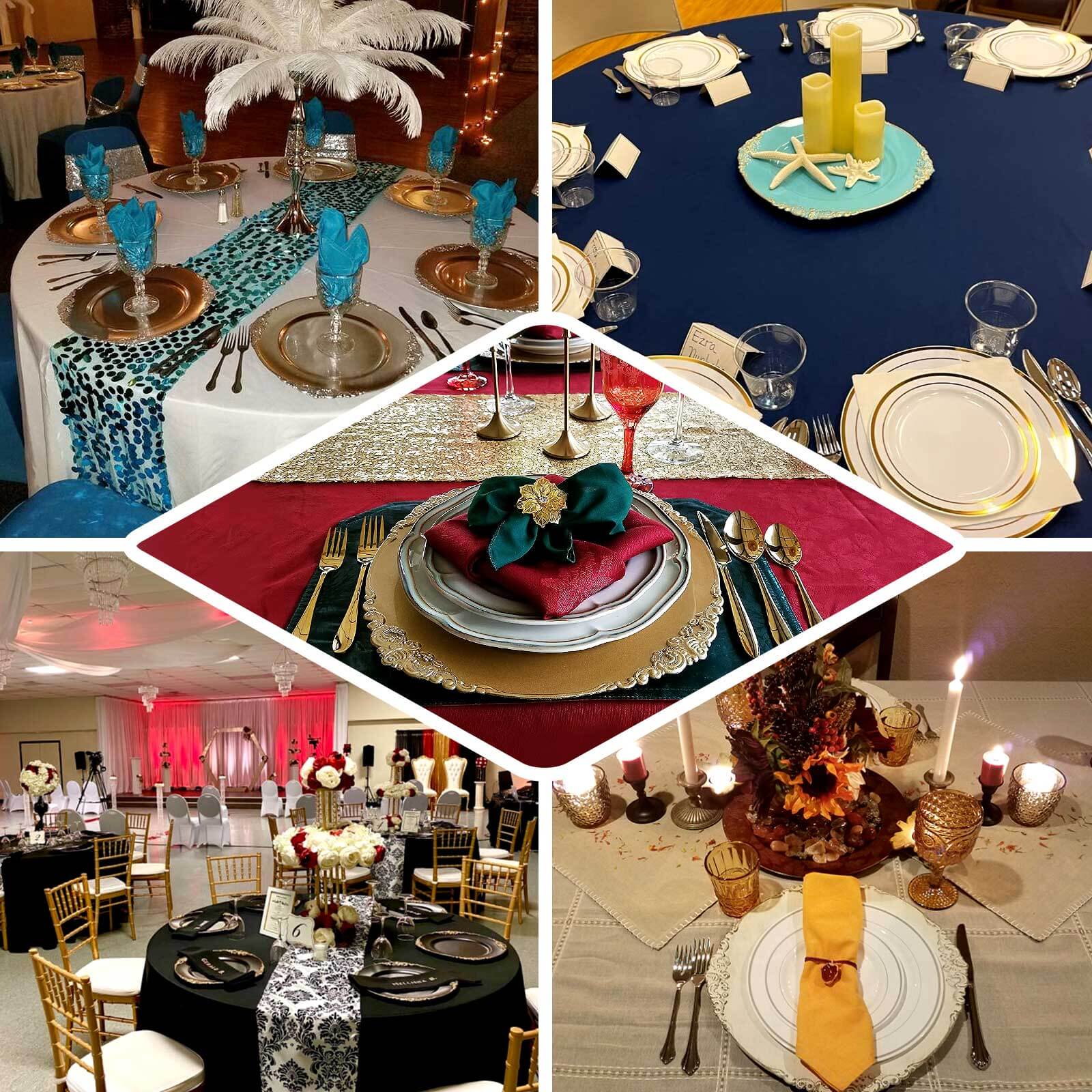 6-Pack Acrylic Round Charger Plates 13" in White Washed with Gold Embossed Baroque Rim, Antique Decorative Dinner Party Charger Tableware