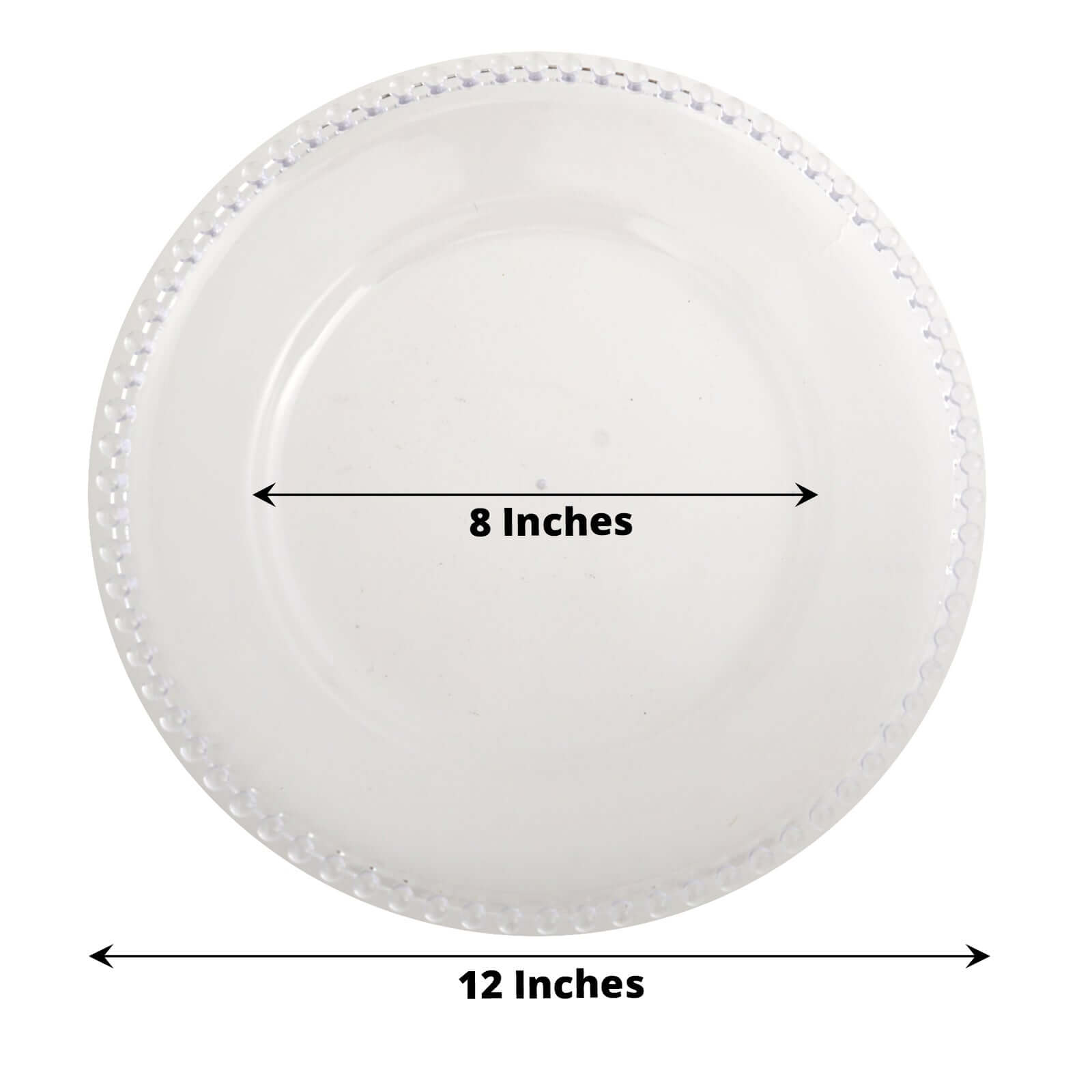 6-Pack Acrylic Round Charger Plates 13" in Clear with Beaded Rim, Decorative Dinner Party Serving Plates