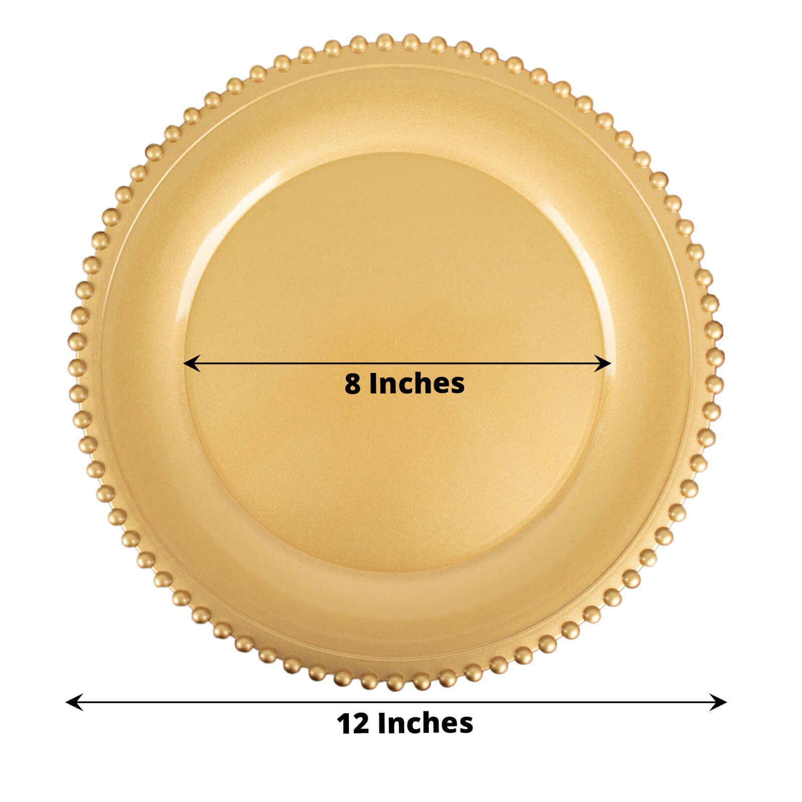 6-Pack Acrylic Round Charger Plates 13" in Gold with Beaded Rim, Decorative Dinner Party Charger Tableware