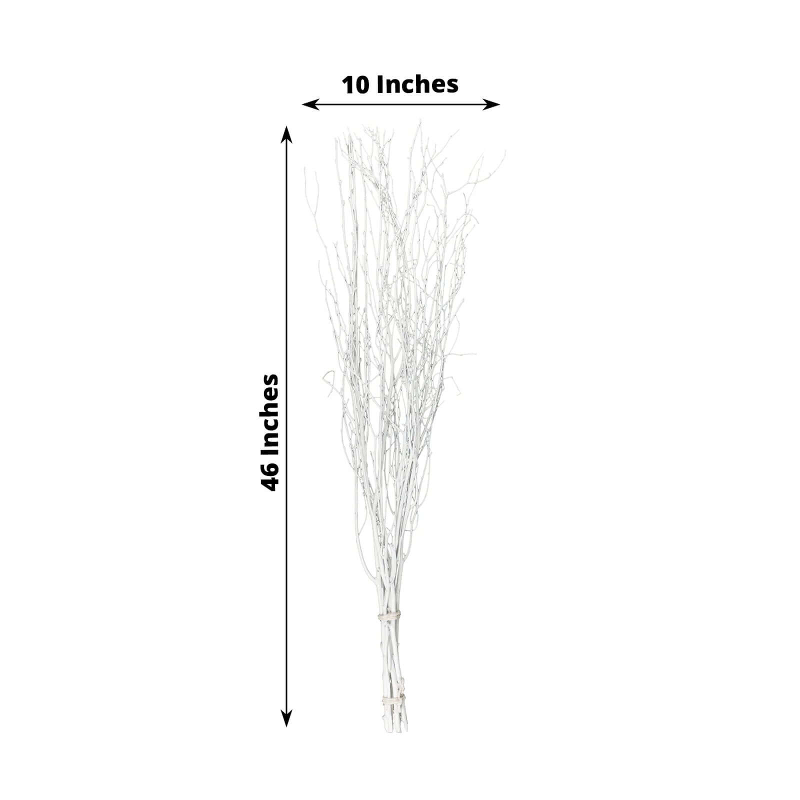 6-Pack Natural Birch Tree Branches 46" White - Versatile Extra Long Decorative Dried Willow Twigs Sticks for Vase Centerpiece Wedding Decor