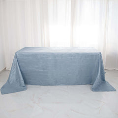 Taffeta 90"x132" Rectangle Tablecloth Dusty Blue - Seamless Accordion Crinkle Table Cover