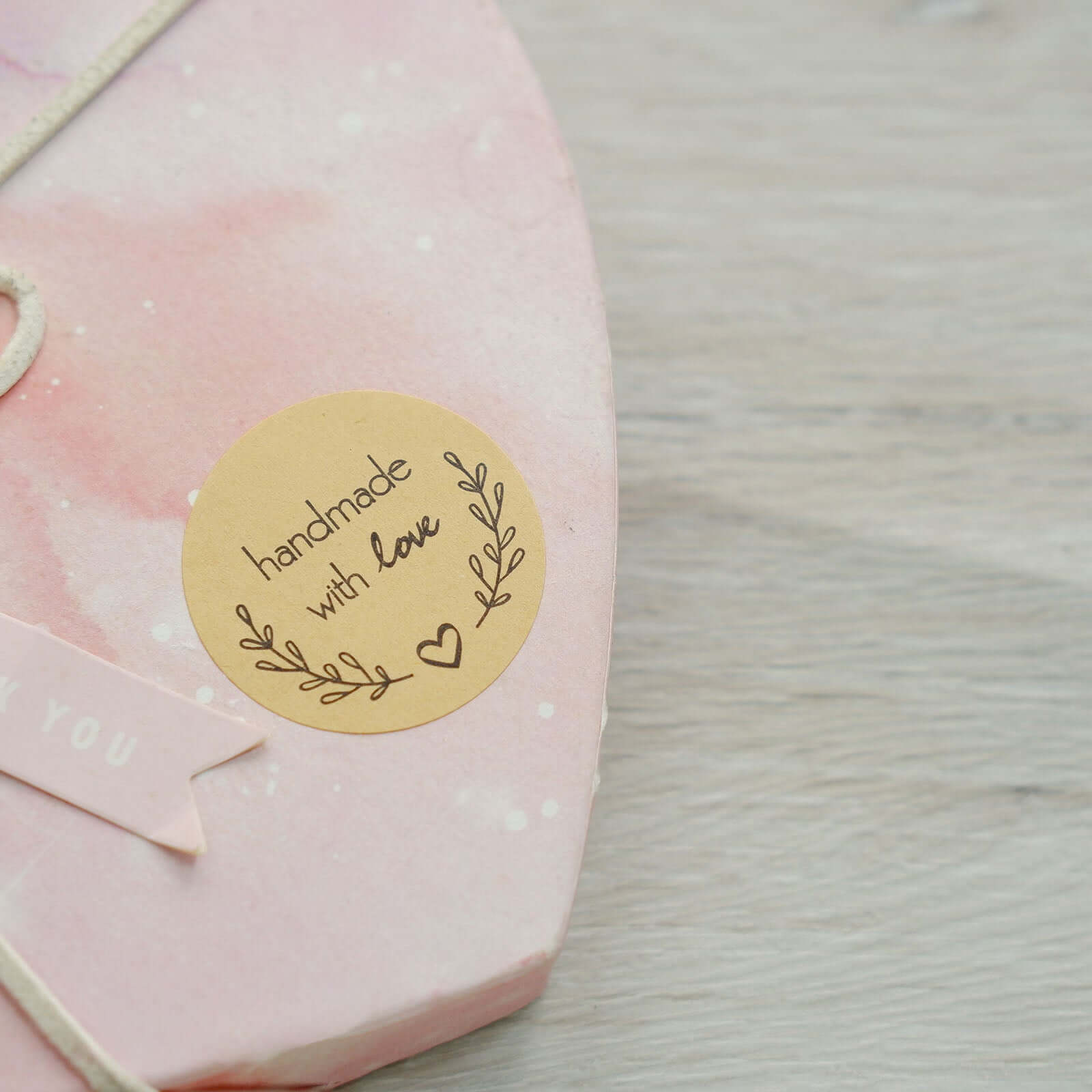 500Pcs 1.5” Handmade with Love Olive Branch Stickers Roll, Cookie and Bakery Box Labels - Round