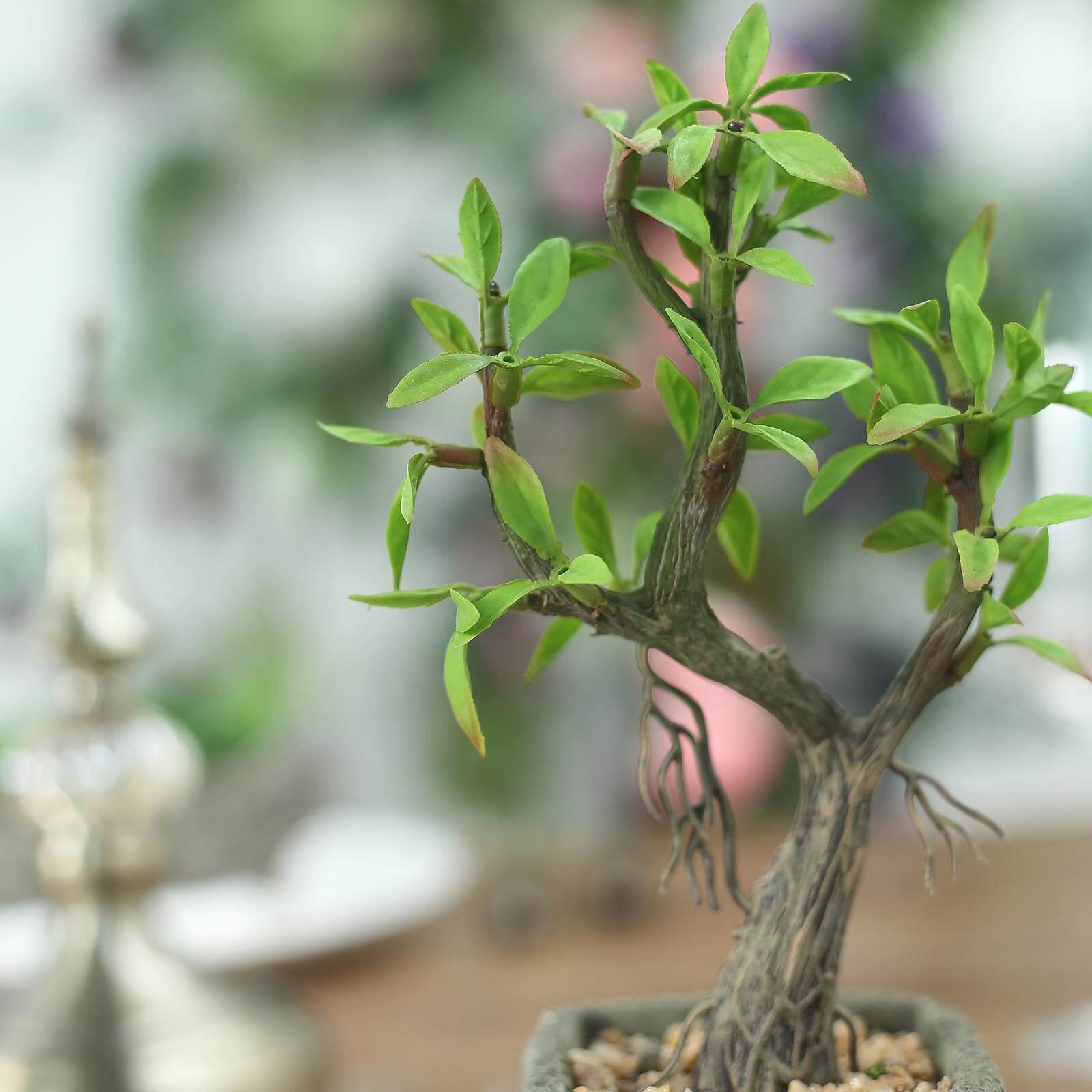 Willow Tree Artificial Succulents in Concrete Pot - Lifelike Decorative Faux Plants for Home Office & Event Design 9"