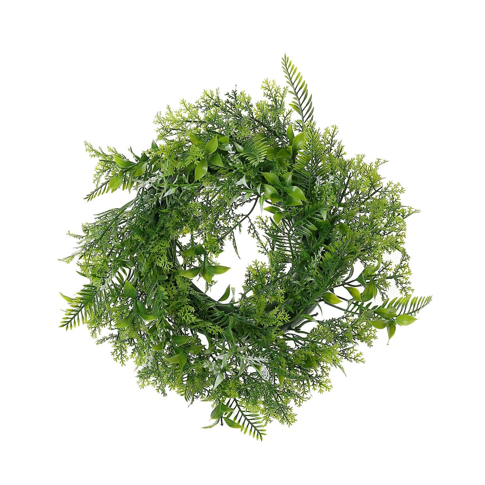 2 Pack 4" Green Artificial Fern Leaf Mix Pillar Candle Ring Wreaths