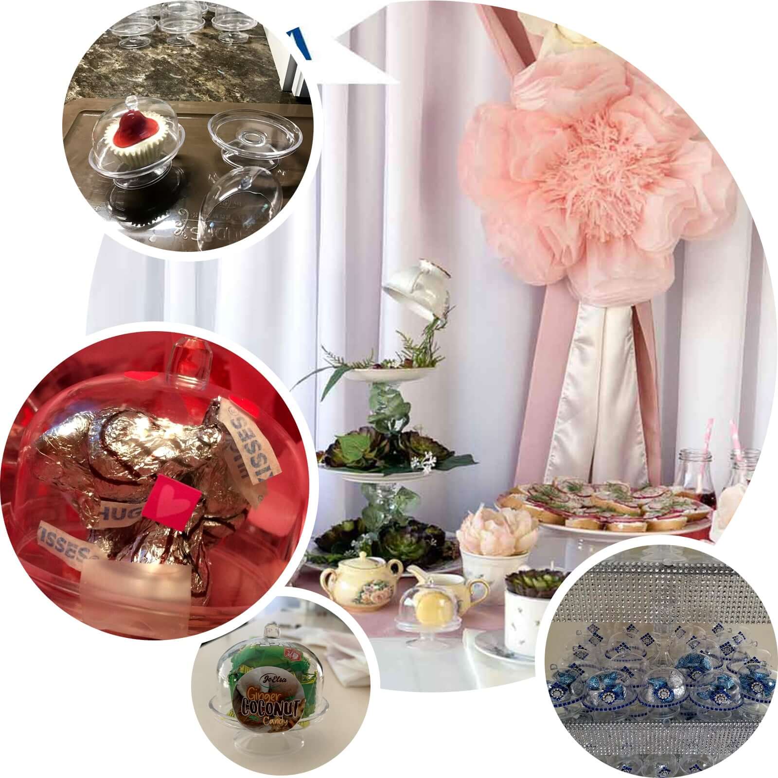 12-Pack Fillable Mini Pedestal Candy Container Clear - Stylish Candy Treat Favor Containers with Dome Lid 3"