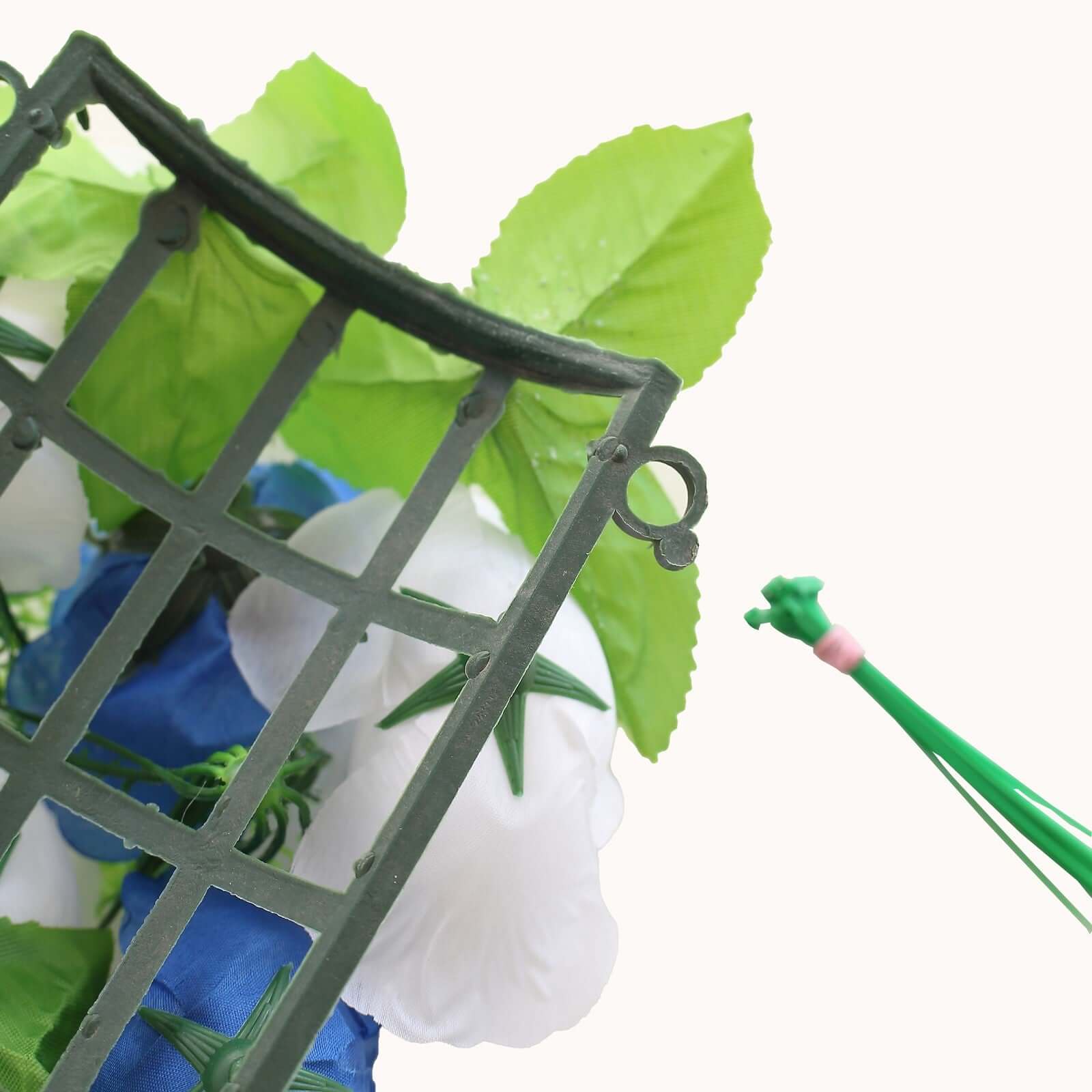 6 Pack White Royal Blue Silk Rose Flower Panel Table Runner, Artificial Floral Arrangements Wedding Table Centerpiece - 20"x8"