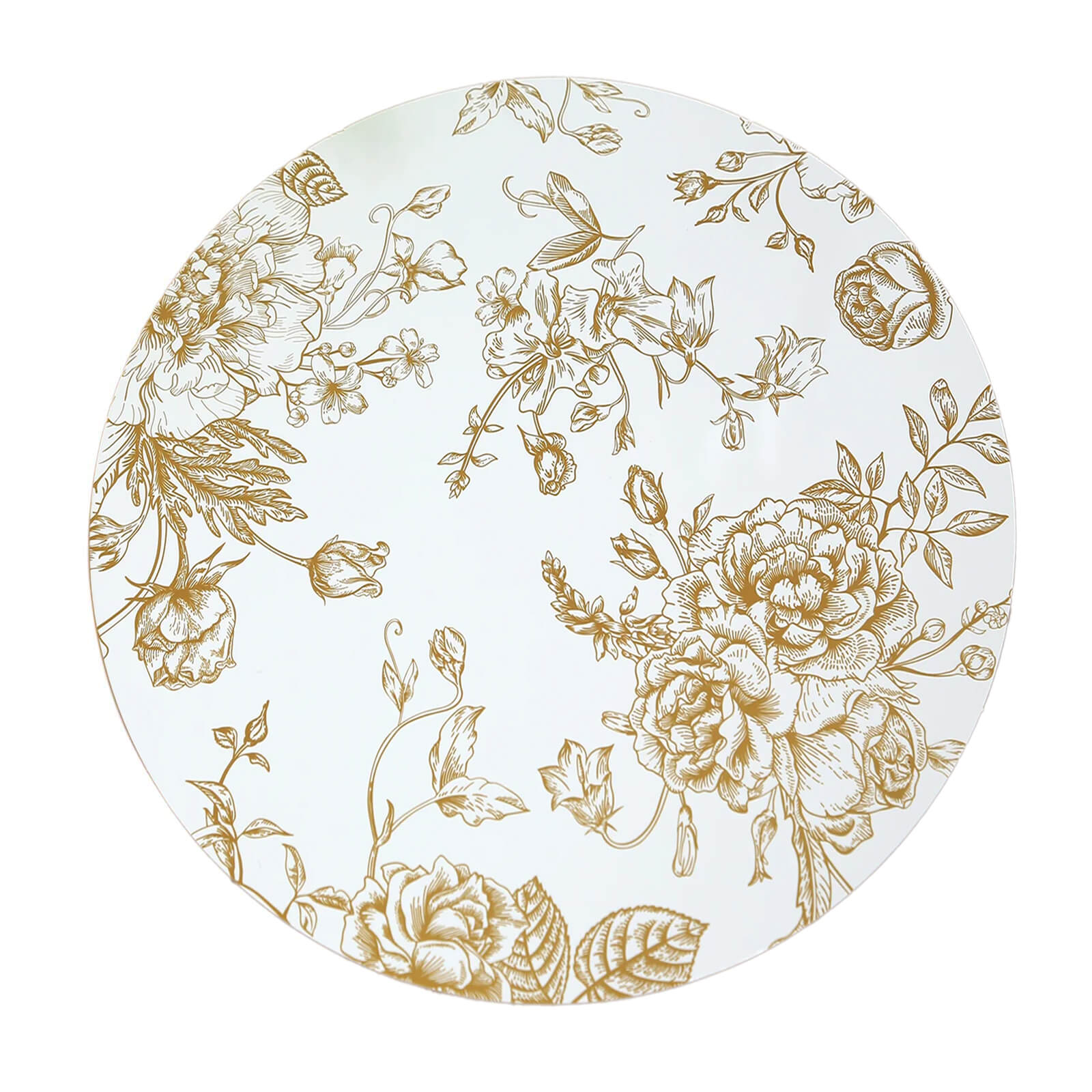 6-Pack Disposable Table Placemats in French Toile Print 13" in White/Gold - Chic Floral Cardboard Placemats for Stylish Table Setting