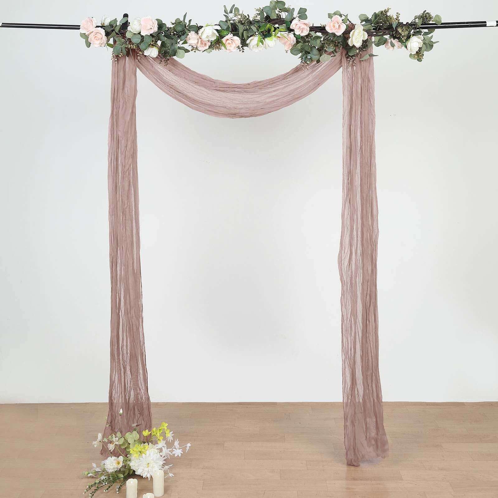 20ft Dusty Rose Gauze Cheesecloth Fabric Wedding Arch Drapery, Window Scarf Valance, Boho Decor Arbor Curtain Panel