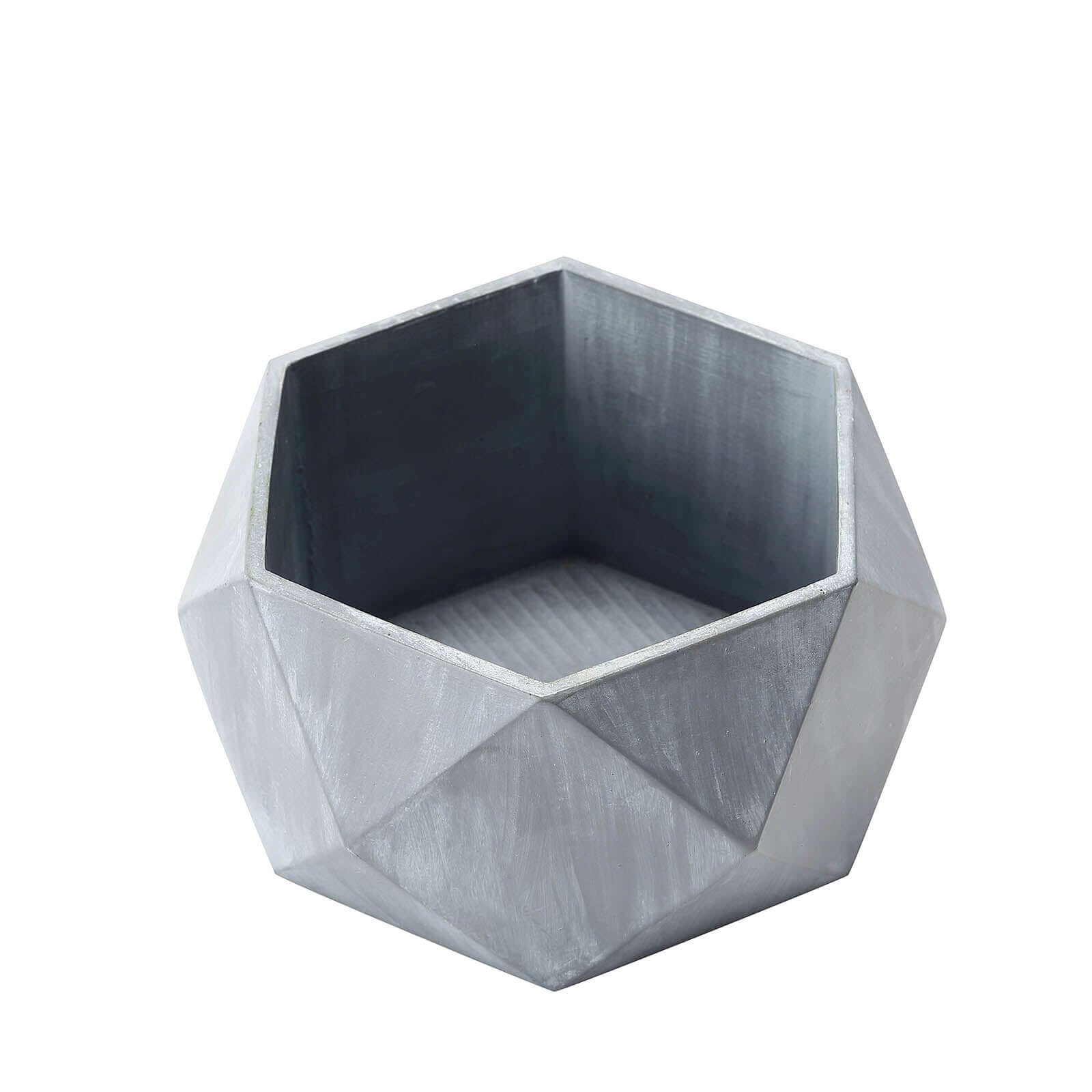 Geometric Planter Mini Cement Design Gray Finish - Concrete Succulent Flower Pot 7"
