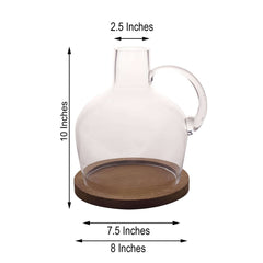 Glass Candle Holder Cloche Jar Dome Clear with Wooden Base - Stylish Centerpiece for Floral Displays 10"