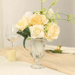 2-Pack Glass Mini Pedestal Flower Vases in Classic Roman Urn Style Clear - Sophisticated Wedding Table Centerpieces 6"