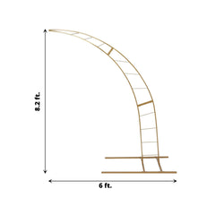 8ft Gold Metal Half Crescent Moon Wedding Arbor Frame, Curved Design Arch Flower Balloon Stand