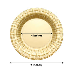 10 Pack 7" Gold Basketweave Rim Plastic Salad Dessert Plates, Round Disposable Appetizer Plates