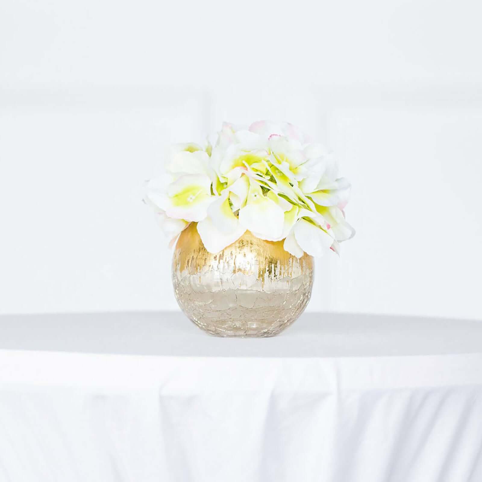 Glass Bud Vase Gold Foiled Crackle Bubble Bowl - Classy Floral Centerpiece for Weddings 4"