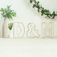 8" Tall Gold Freestanding 3D Decorative Wire Letter, Wedding Centerpiece - D