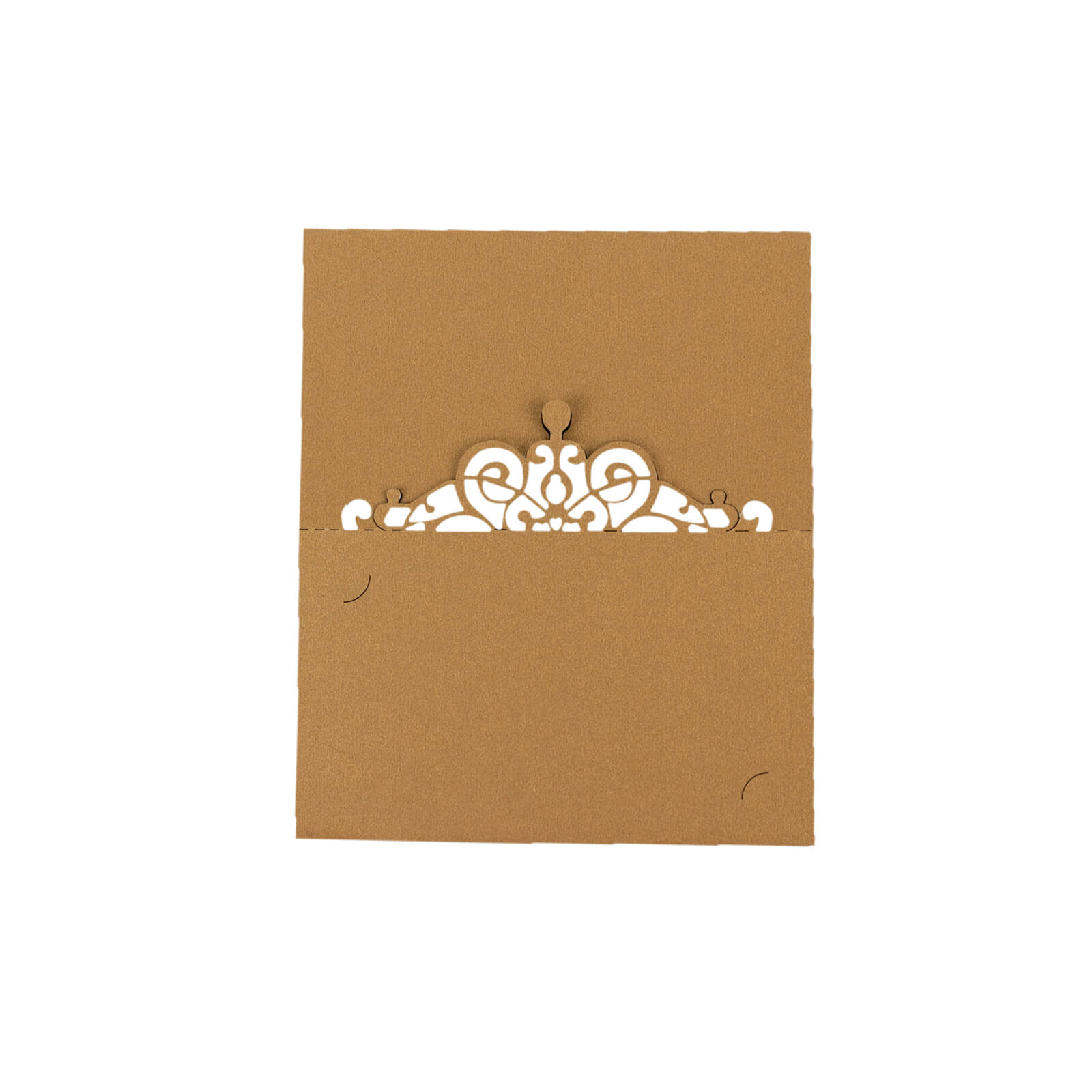 50-Pack Gold Place Cards with Laser Cut Crown Design – Printable Reservation Seating Self Standing Cards - 2"x4"