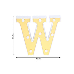 3D Marquee Letter "W" Warm White 8 LED Lights Gold - Chic Light-Up Decor for Events 6"