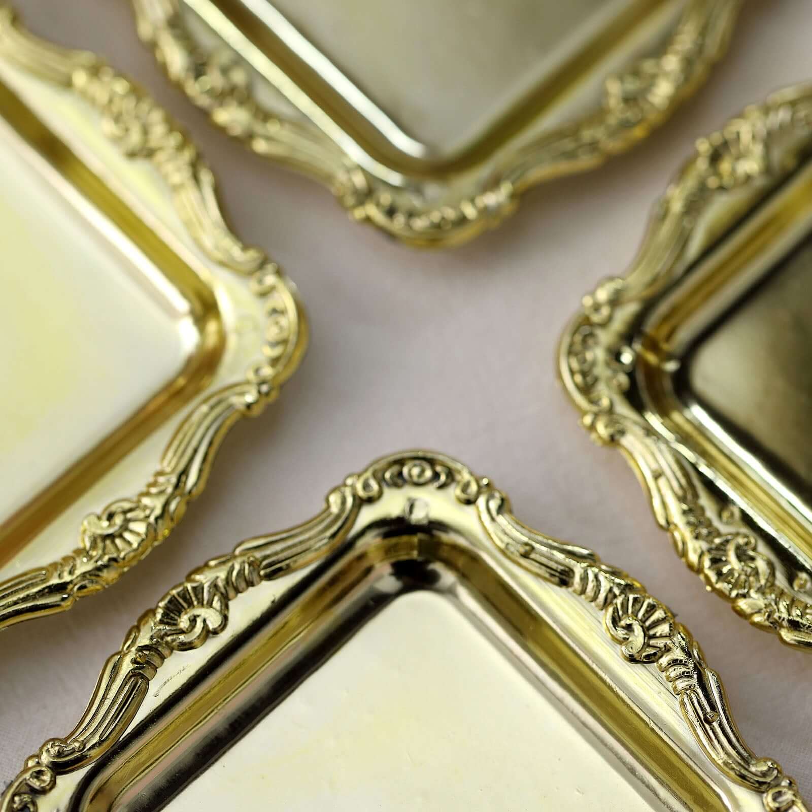 12 Pack 3" Gold Baroque Mini Square Sweet Treats Serving Platter, Party Favor Candy Display Tray