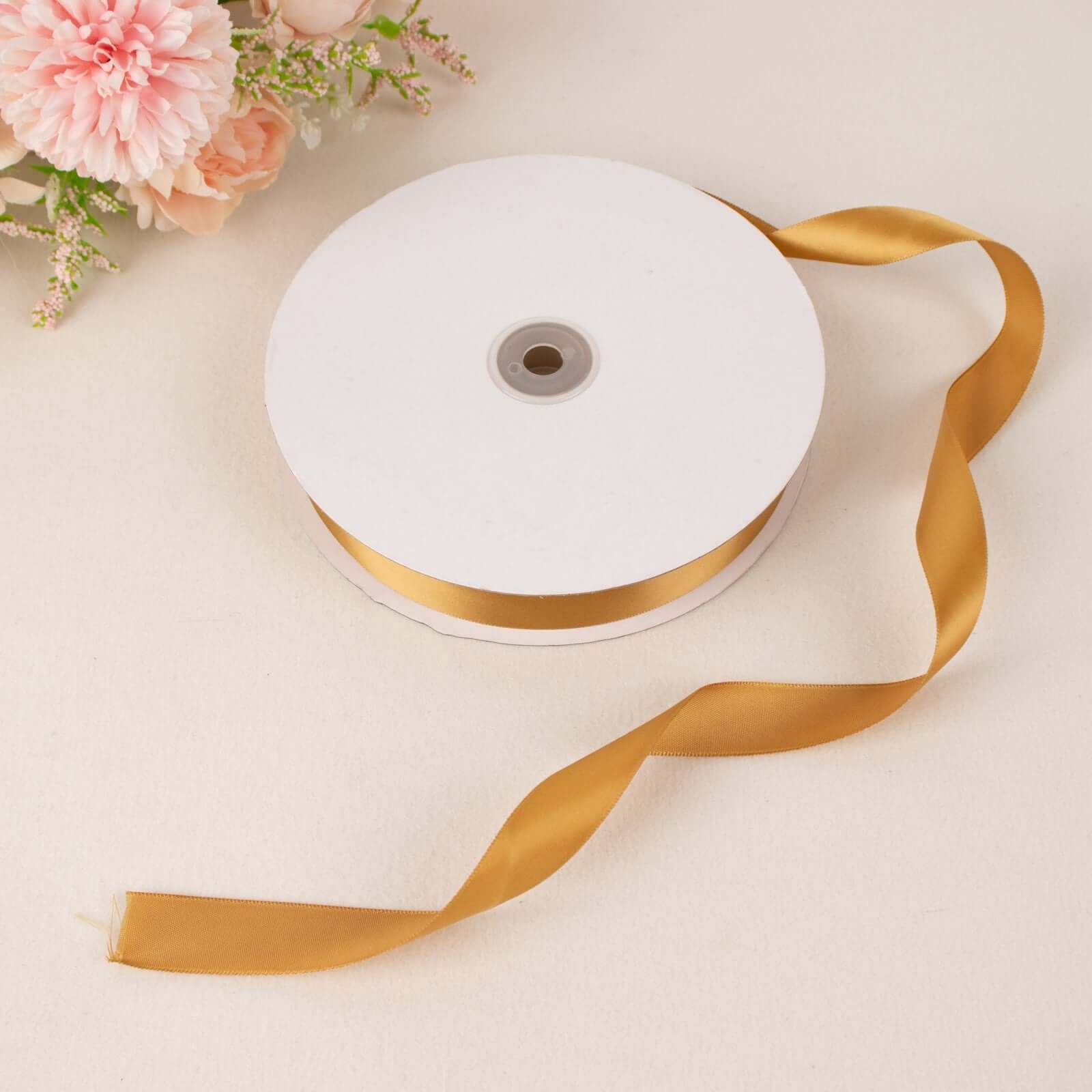 100 Yards 7/8" Gold Single Face Decorative Satin Ribbon